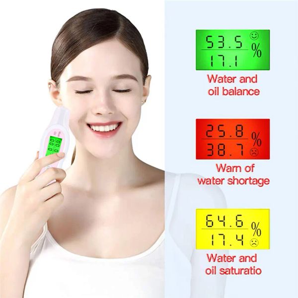 Dispositivos Detector preciso LCD Digital Skin Oil Probador de humedad para el cuidado de la piel facial con sensor de biotecnología Lady Beauty Tool Spa Monitor