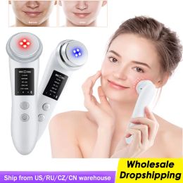 Dispositivos Máquina de estiramiento facial RF Microcorriente EMS Masajeador firme para la piel facial Dispositivo de belleza para rejuvenecimiento de fotones LED Cuidado de la piel antiarrugas