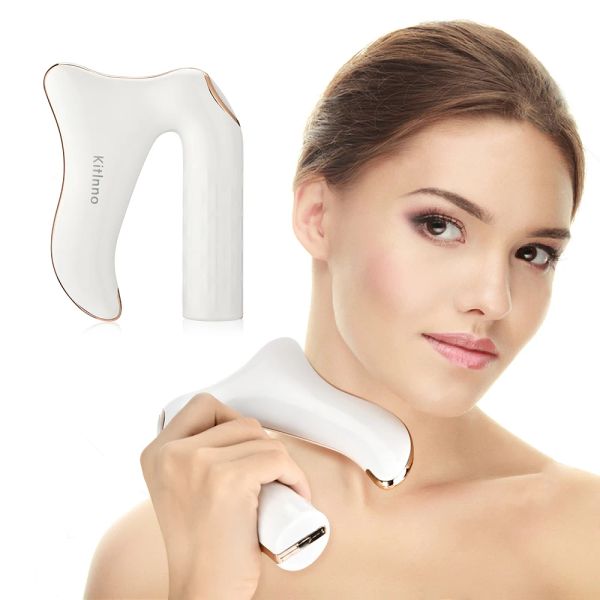 Dispositivos Vibración Calefacción Masajeador Herramienta Microcorriente Guasha Rascador Herramienta Músculo Profundo Masaje Corporal Facial Vibración Terapia de Compresa Caliente