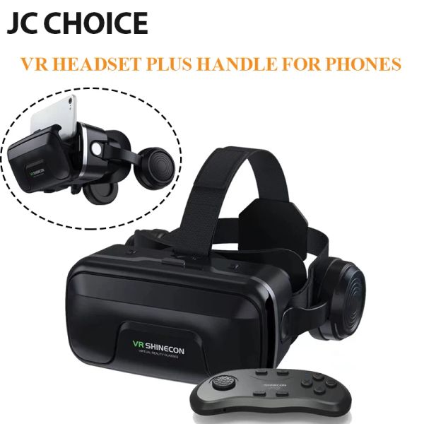 Dispositivos Auriculares VR para teléfonos iPhone Android, Gafas 3D para TV, Videojuegos de películas, Auriculares VR con asa, Realidad Virtual