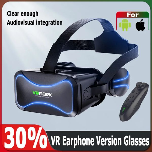 Dispositivos VR J30 Versión de auriculares para IOS Android Smartphone Realidad virtual Caja de gafas 3D Integración audiovisual con balancín inalámbrico