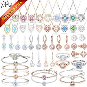 Apparaten XFU Originele mode -sieraden Set Charm Smart Crystal Dames oorbellen ketting Bracband Ring Kerstmis Nieuwjaar Gift