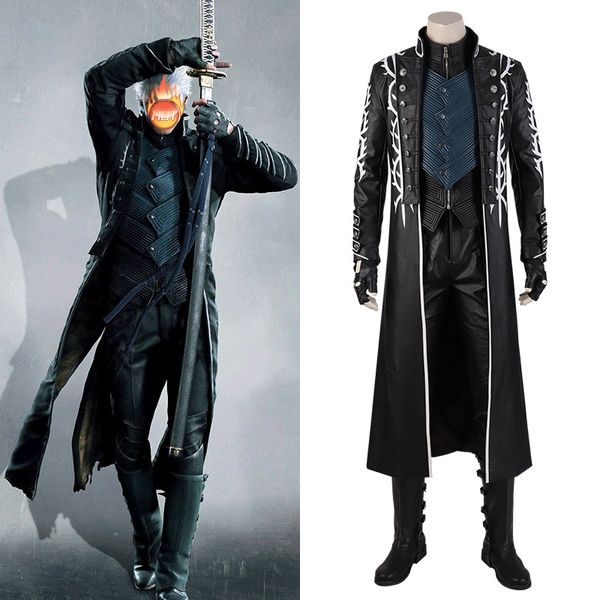 Costume de Cosplay âgé de Devil May Cry 5 DMC5 Vergil, ensemble complet de veste, uniforme, vêtements cos, costumes de performance sur scène