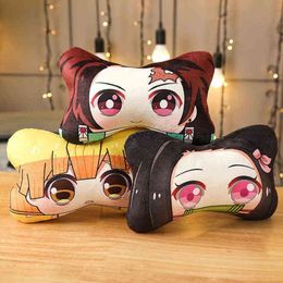 Devil's Blade Anime Car Neck Oreiller Demon Slayer Kimetsu no Yaiba Manga Tanjirou Nezuko Cartoon mignon coussin décoratio2784