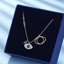 Collier Oeil du Diable Bracelet Oeil Bleu Femme Or Rose Pendentif Or Femme Fille Fête Meilleur Cadeau de Mariage Chaîne en Or Bijoux de Créateur Chaîne de Glace