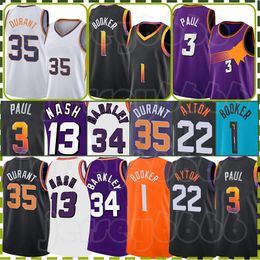 Devin Booker DeAndre Ayton Basketball Jerseys Kevin Durant Chris Paul Shirt Retro Mesh Steve Nash Charles Barkley White 22 3 Black 13 35 1 Phoenix''suns'''''jersey