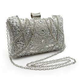 DG PEAFOWL Frame Vrouwen Formele Sliver Kralen Avond Portemonnees en Handtassen Bruids Pailletten Clutch Bag Cocktail Party tas 240106