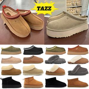 Australië Boot Tasman Slippers Dames Designer Tazz Sneeuw Winter Schapenvacht Laarzen Mode Platform Bont Slipper Dames Klassieke Ultra Mini Suede Wol Enkellaarsjes