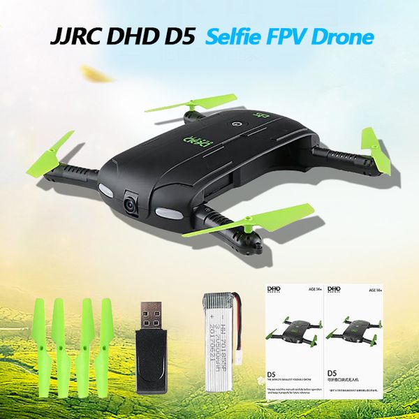 DHD D5 Selfie Drone Avec Wifi FPV HD Caméra Pliable Poche RC Drones Téléphone Contrôle Hélicoptère VS JJRC H37 Mini Quadcopter Jouets
