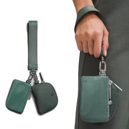 DHgate bolso de embrague doble bolsa pulsera lu mujer hombre diseñador billetera monedero bolso de lujo titular de la tarjeta monederos llavero nylon carteras de almacenamiento bolsa de llaves organizador