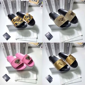 Zomer Palazzo Sandaal tazz Slippers luxe Designer schoen Dames heren rubberen zool Strand Slide Casual schoenen goud zilver Platte buiten Sliders flip flop sandale loafer