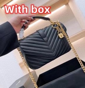 Dhgate Bolsos Bolsos Hombro Lujos Bolsos de diseñador Cadena de metal Oro Plata Mujer Bolso Bolso de cuero genuino Flip Cover Diagonal Messenger Messenger Bolso Caja