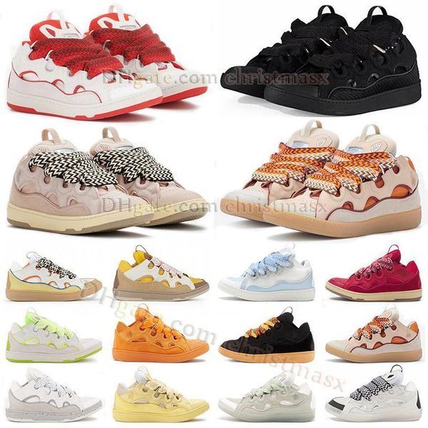 DHgate Chaussures Casual Chaudes Chaussure Plateforme Rose Blanc Rouge Triple Noir Rose Pâle Mangue Gris Jaune Cuir Chaussure Classique Maille Tissage À Lacets Scarpe Cuir De Veau En Relief Avec Boîte