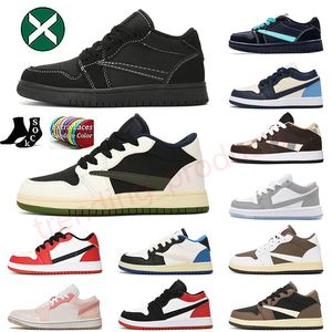 dhgate kid schoenen jumpman 1 basketbalschoenen cactus jack reverse mokka zwart phantom kids sneaker jongen en meisje peuter schoenen olijf gefokte teen panda big size 4y jeugd kind