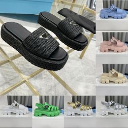 Luxe haak sandalen dames damesplatform ontwerper sandale monoliet schuim rubber 55 mm zwart witte roze slijbanen slippers zomer strandschoenen muilezels