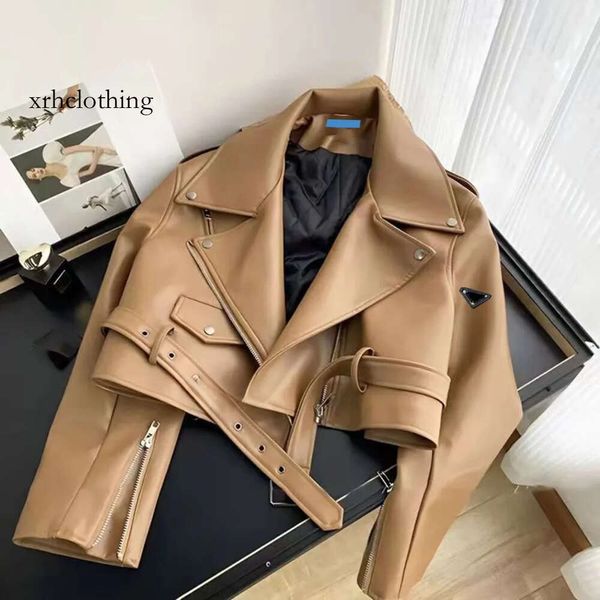 DHgate Pra Monclair Veste Femmes Faux Cuir Manteau Streetwears Femmes Bouton Lettres Chemises Femme Designer Vestes Détresse Taille Asiatique S-L