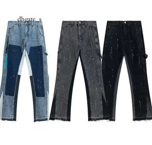 dhgate paarse jeans voor herenmode Heren designerbroeken Splicing Jeans Ripped Denim Pants Hip Hop Distressed Men Women Broeken Zwarte Jeans