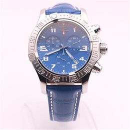DHgate magasin sélectionné montres hommes seawolf chrono cadran bleu montre ceinture en cuir bleu montre à quartz montres habillées pour hommes223I