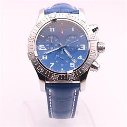 DHgate magasin sélectionné montres hommes seawolf chrono cadran bleu montre ceinture en cuir bleu montre à quartz montres habillées pour hommes276C