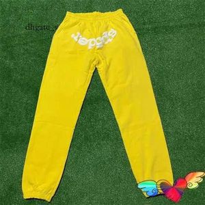 dhgate sp5der tracksuit spider sudadera con capucha pantalones deportivos Sp5der Pant Amarillo Young Thug Spider Pantalones de chándal Hombres Foam Angel Joggers Terry Pantalones sueltos con cordón A6jb D97E