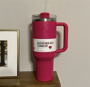 Cosmo rose gobelers rose défilé flamanto tasses h2.0 tasse de 40 oz avec poignée bouteilles d'eau de café en paille avec cadeau de la Saint-Valentin