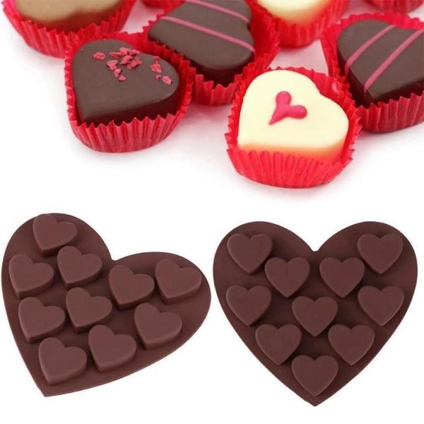 DHL 10 cavités bricolage coeur forme savon moule Silicone chocolat bonbons moule savon faisant des fournitures pour gâteau décoration outil