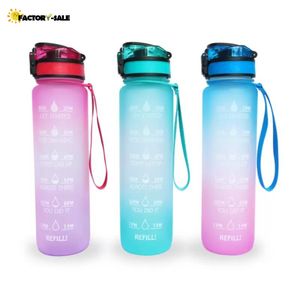 DHL 1000 ml bouteille d'eau en plein air avec paille sport randonnée Camping boisson BPA coloré Portable bouteilles d'eau en plastique F0222