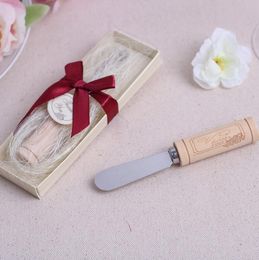 DHL gratis verzending 100 stks / partij bruiloft gunsten Geschenken Roestvrijstalen houten handvat spreider