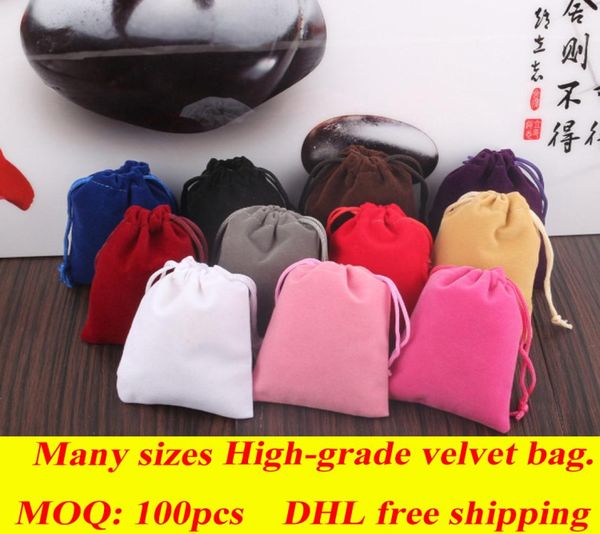 DHL Envío gratis 100pcs Velvet Spinner Drawtrings Bolsas de empaquetado MUCHAS TAMAÑOS POUCHAS POUNTAS CLECELA DE CLECELA BOLSAS DE REFERTA5026326