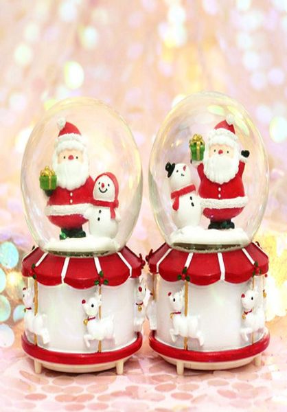 DHL 12 styles Boule de cristal du Père Noël Lumières de Noël boule d'eau rotative boîte à musique de neige de cadeaux de Noël Jouets pour enfants9862718