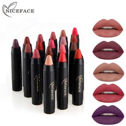 DHL 1200 stks / partij NiceFace 24 Kleuren Lippenstift Potlood Cosmetica Matte Lips Pigment Naakt Lippenstift Langdurige Matte Lipstick Potlood Makeup