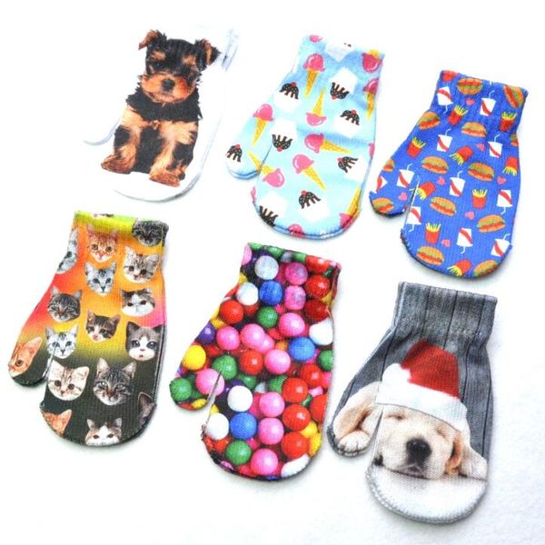 DHL 120 pcs 13 cm Enfants 3D Tricoté Gants Écran Tactile Sublimation Thermique Numérique Peinture Gant pour 1-4 âges enfants meilleur cadeau