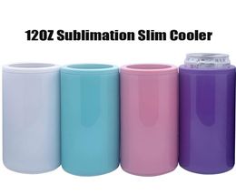 DHL 12oz sublimatie slanke koelere tuimelaars dubbele wand rechte koelers Copperplated Storage Tank Multicolor Keep Cold Holder Vacu4442924