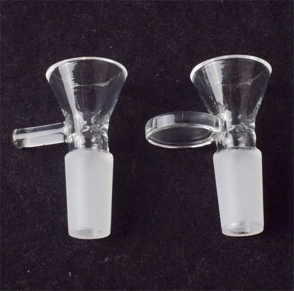 DHL 14mm 18mm Bol en verre mâle narguilé avec épais Pyrex feuille de verre transparent poignée Bong bols pour Bongs fumer des conduites d'eau