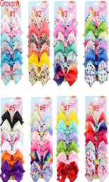 DHL 156 Colors Designer Ins 5quot Bow Girl kleurrijke print Bronettes accessoires Rainbow Kids Unicorn Party Hair Clipper1478468