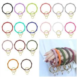 DHL 18 colores Favor Llavero de silicona Brazalete Llavero Pulseras Llavero Pulsera en forma de O Pulsera Círculo Encanto Llavero Titular Pulseras GG0331