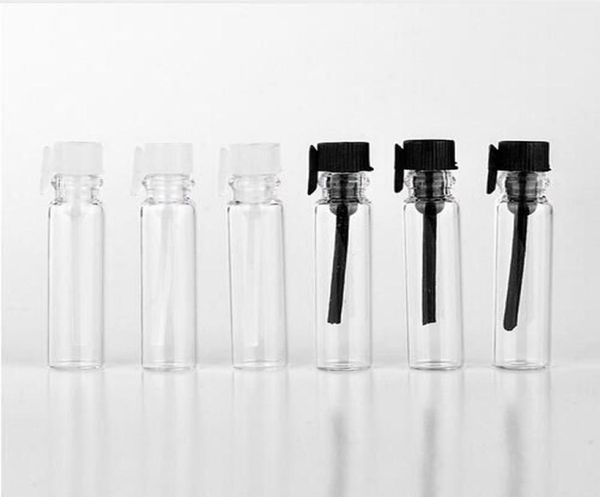DHL 1 ml Mini bouteille de parfum en verre petit verre parfum échantillon flacons testeur bouteilles d'essai avec bouchons noirs clairs 1000 pièces6424644