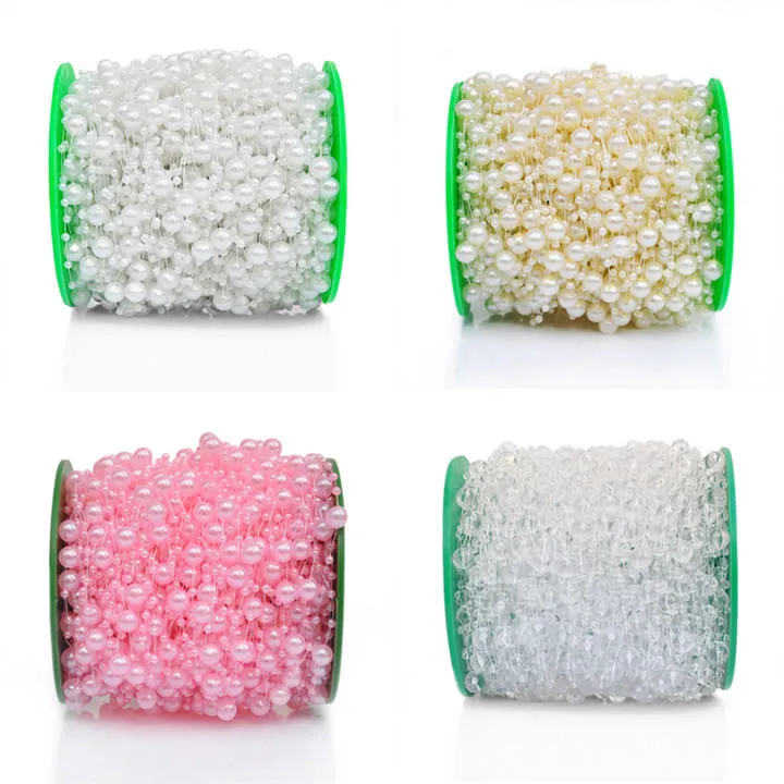 Diy Bijoux Perles Rouleau De 50m De Chaîne De Perles 3mm - Guirlande Décoration Mariage, DIY Bijoux (Couleur Beige) Guirlande Perle Blanche