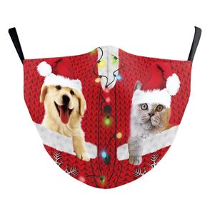 DHL 2020 Designer Visage Adultes Lavable Masque buccal confortable Animaux Chats Chiens Noël Protection réglable 3023706