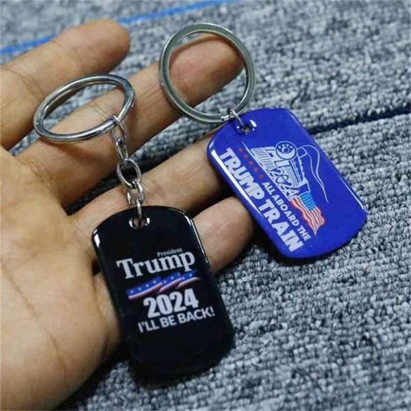 DHL 2024 Trump Key Key Ring Flag Pendant Trump Trump en acier inoxydable Keychain Ill Be Back Keychain Campagne présidentielle américaine