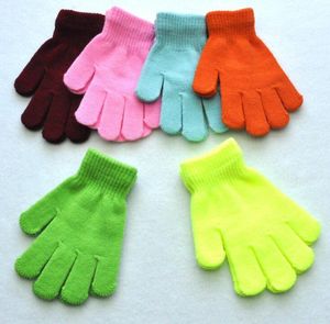 DHL 240 paires 15 cm enfants hiver mitaines chaudes cinq gants fille garçon enfants multicolore pur doigt tricoté gant 6 couleurs