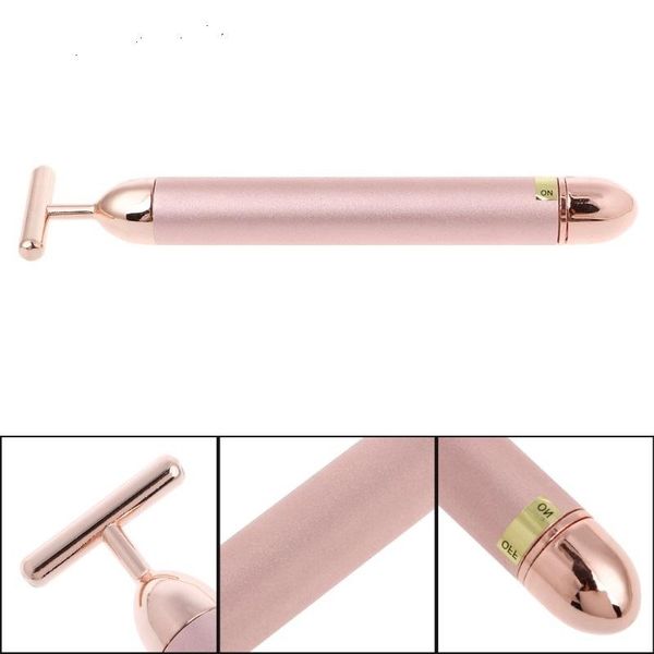 DHL 24k Barra de belleza Stice de pescado Facial Jade Masajera facial Roller Facial Herramienta de vibración Masaje de cuidado de la piel Color rosa Air11