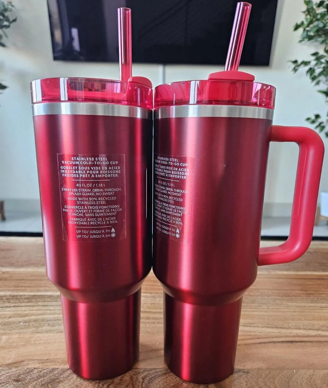 DHL 40oz Holiday Re Winter Pink Tumblers Cups With Lids and Straw Stainless Steel Double wall Insulated Mugs