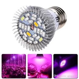 DHL 28W E27 GU10 E14 LED Grow Bulb Light 28 LED's SMD 5730 Hydroponic Plant Full Spectrum Lamp AC 85-265V