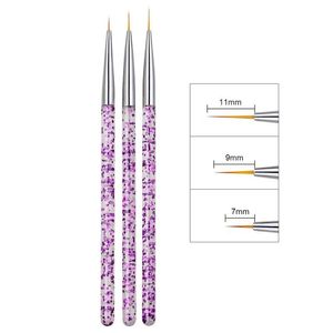 DHL 3pcs/set Nail Art Liner Painting Pen Thin Drawing Brushes Tips DIY Acrylic UV Gel Brushes Design Manicure Tools