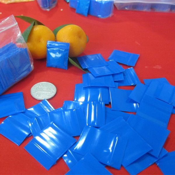 DHL 4000 Pcs/Lot 2.5x3 cm Mini petite pochette bleue fermeture à glissière bijoux sac en plastique auto-scellant clair emballage sacs avec fermeture éclair