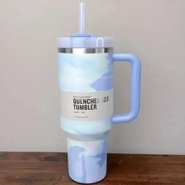 DHL 40OZ Quencher Tumblers H.0 Clean Slate Warm Cool Serene Brushstrokes Cups 40oz Stainless Steel Mugs with handle Lid And Straw Car Tumbler Water Bottles 0513