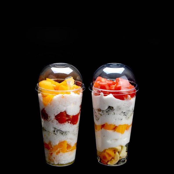 DHL 480ML Vasos desechables de plástico transparente con tapas Taza de jugo de fruta de 16 oz Tazas de agua de té con leche al por mayor