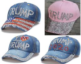 DHL 5 Styles Trump 2020 Baseball cap Trump Hat Campaign Hat Cowboy Diamond Cap Verstelbare Snapback Women Denim Diamond H2347524
