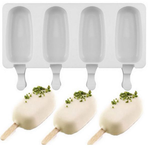 DHL 50 pcs 4 Cavités Silicone Congélateur Crème Glacée Moule candy bar Making Tool Jus Moules